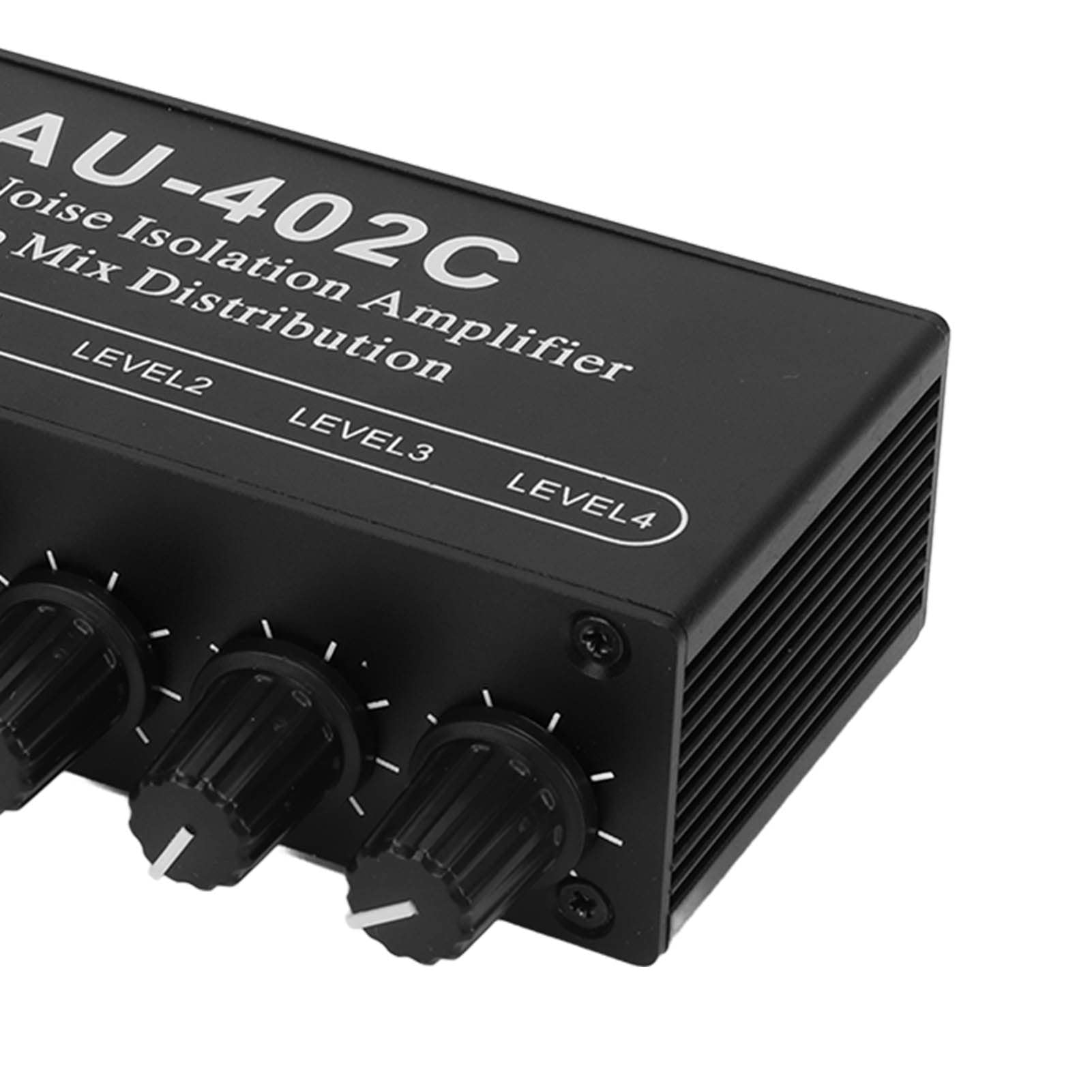 Fafeicy Stereofoniczny Mikser Audio Dwukanałowy Rozdzielacz 4 Wejścia i 2 Wyjścia Wzmacniacz z Chipem BA3121 z redukcją Szumów i niezależną regulacją Głośności dla Słuchawek z Interfejsem 3,5 Mm