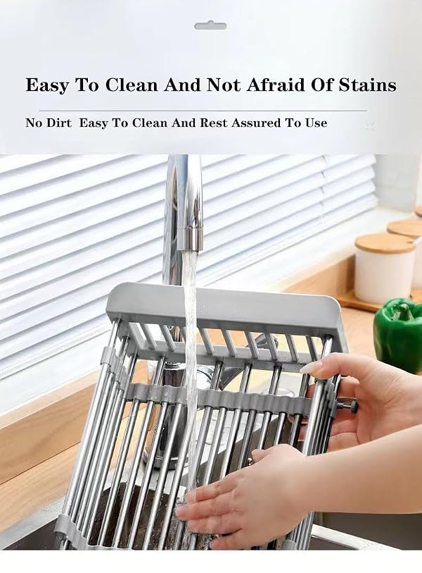 Hympuae Dish Drying Rack, Kitchen Sink Colander, Expandable Colander, Stainless Steel Sink Strainer with Adjustable Boom, Suitable for Vegetables and Fruits by Hympuae - Image 5