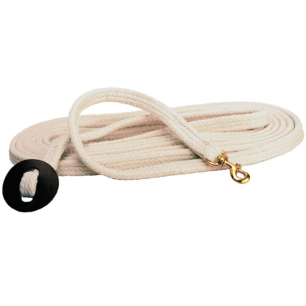 Tory Leather Flat Braided Cotton Rope Lunge Line with Snap - White