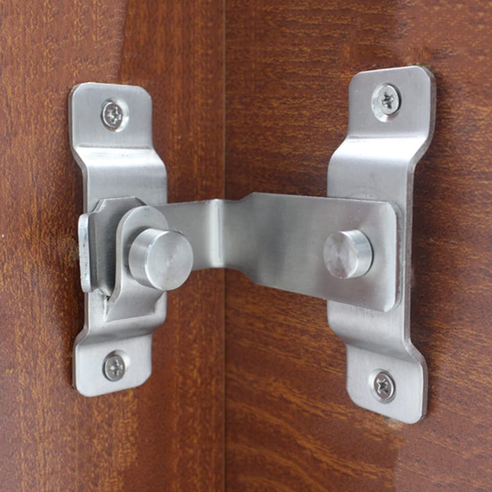 Chiusura della porta, cancello in acciaio inossidabile Chiusura a scatto ad angolo retto di 90 gradi Accessori con viti per porta scorrevole del fienile, bagno, porta del bagno,(grande, 5 pezzi)