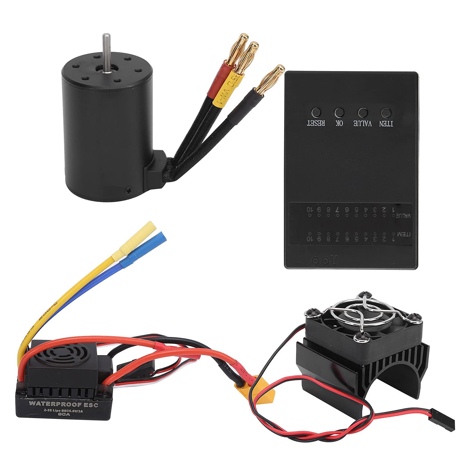 Karta programująca radiator silnika bezszczotkowego 60A ESC Combo, 3650 3600KV Karta programująca radiator silnika bezszczotkowego 60A ESC Combo do samochodu RC 1/8 1/10