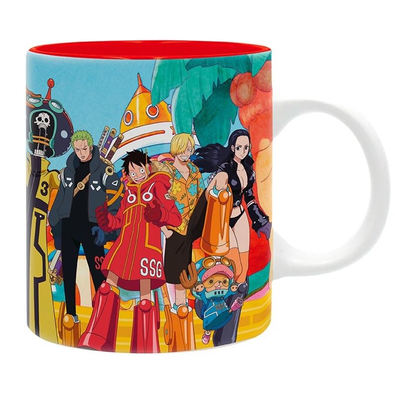 One Piece - Taza - Luffy Ruffy - Taza de café - Sombrero de paja - Taza con logotipo de banda - Cerámica - Caja de regalo