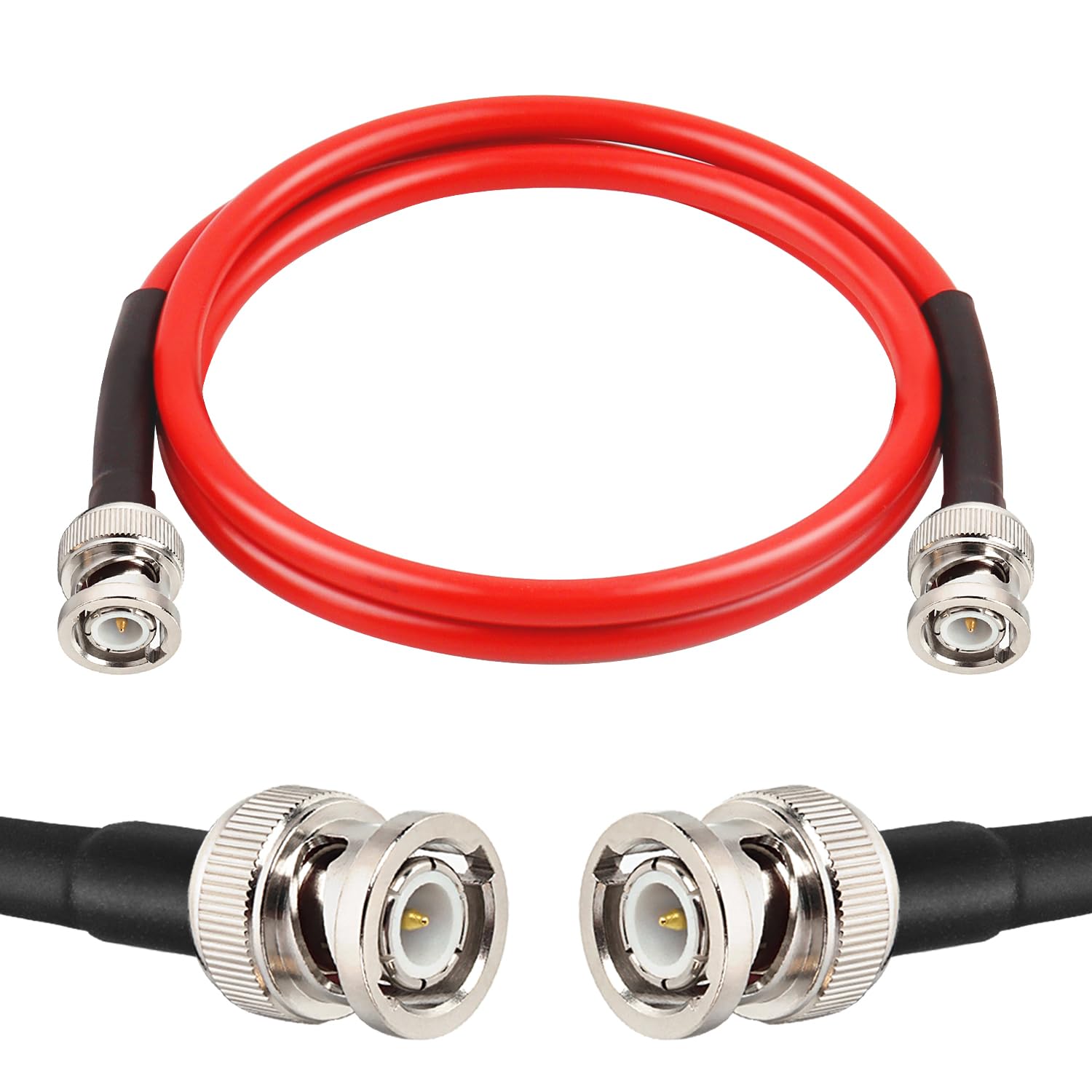 RG316 Coaxial Cable 3Ft - 50 Ohm UHF (PL259) Male To BNC Male Low Loss Coax For HAM Radio & CCTV