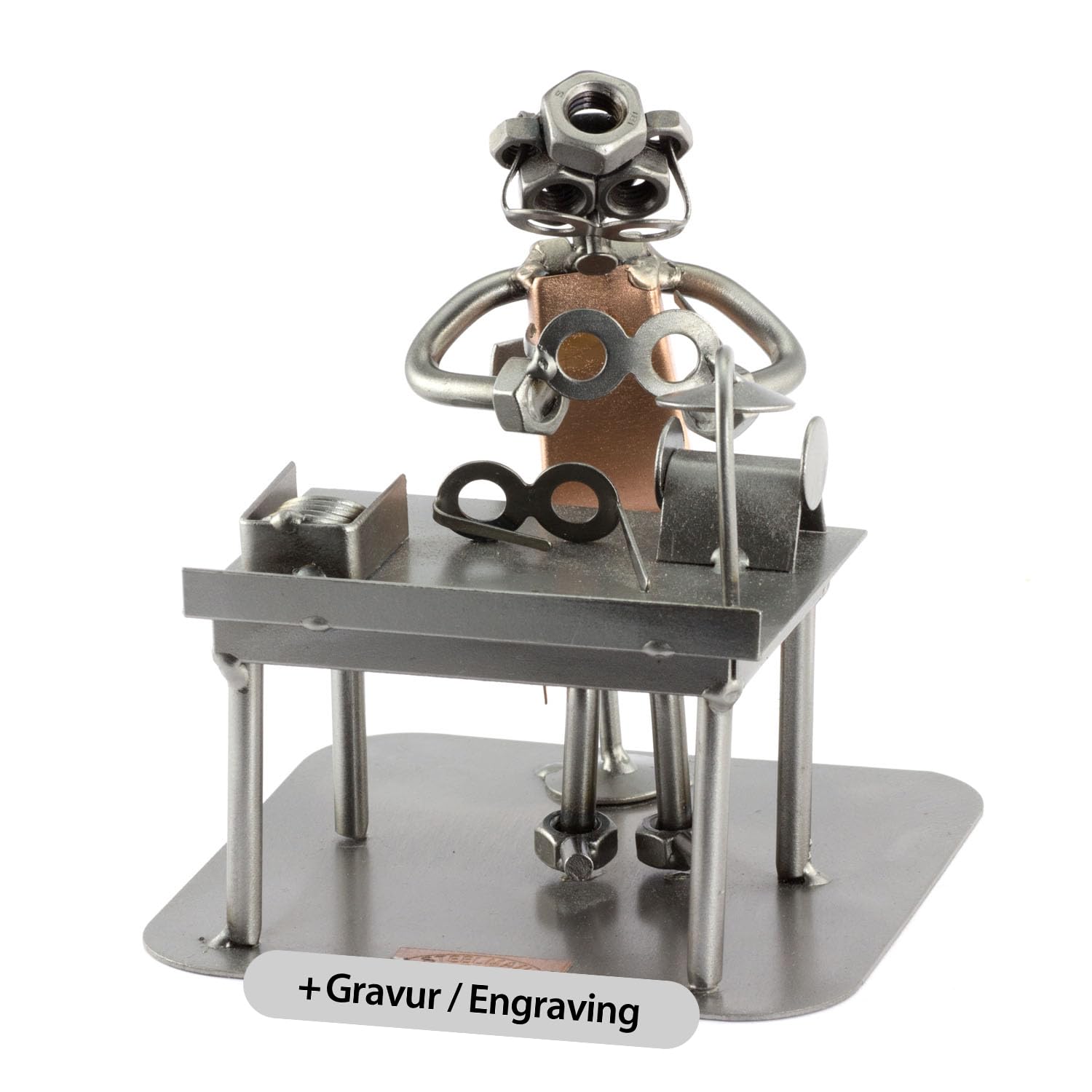 Steelman24 I Nuts and bolts sculpture Optician With Personal Engraving I Handmade ornaments I I Metal figurine