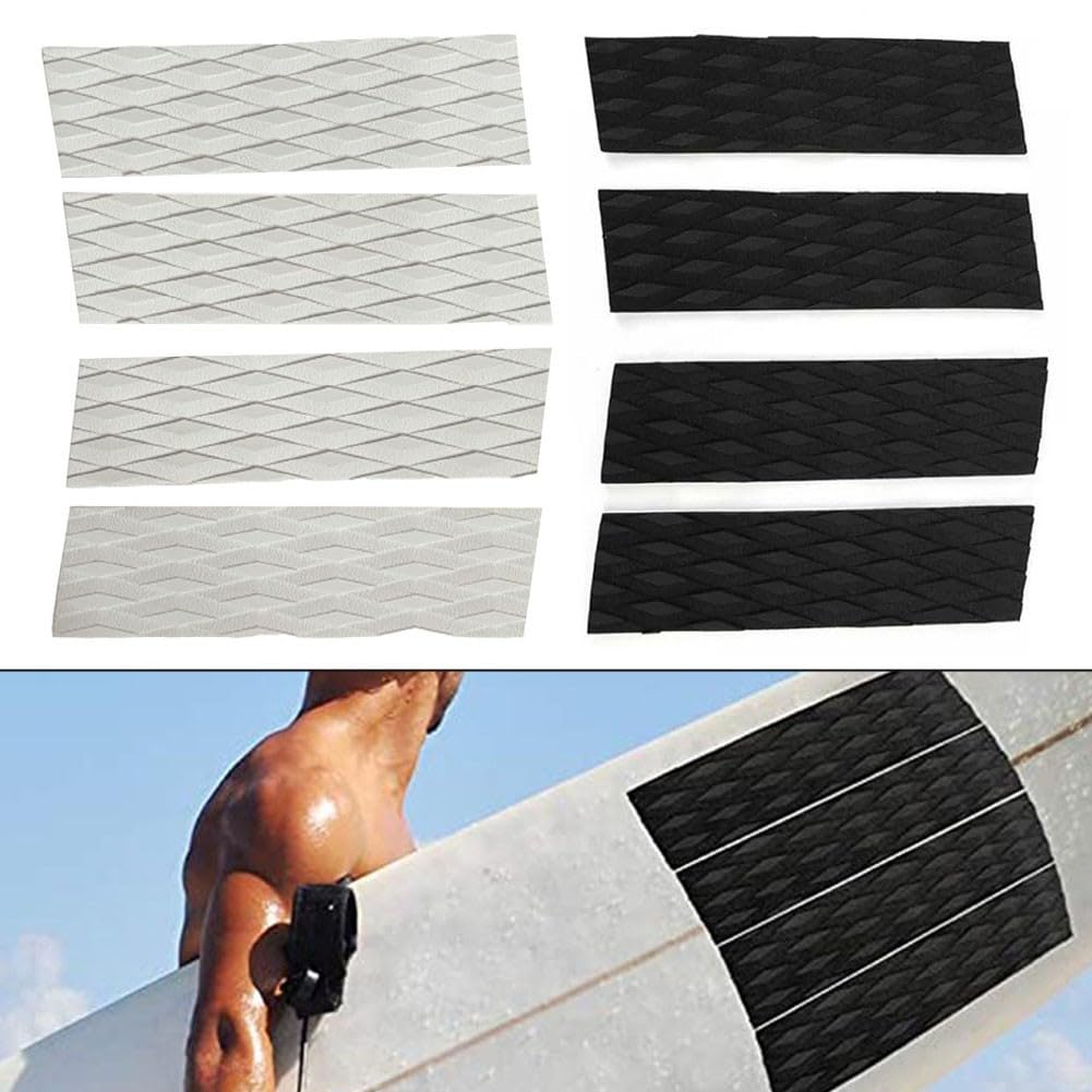 Lot de 4 tapis de planche de surf antidérapants en EVA résistant à l'eau pour une meilleure sécurité sur les planches de surf et longboards (blanc)