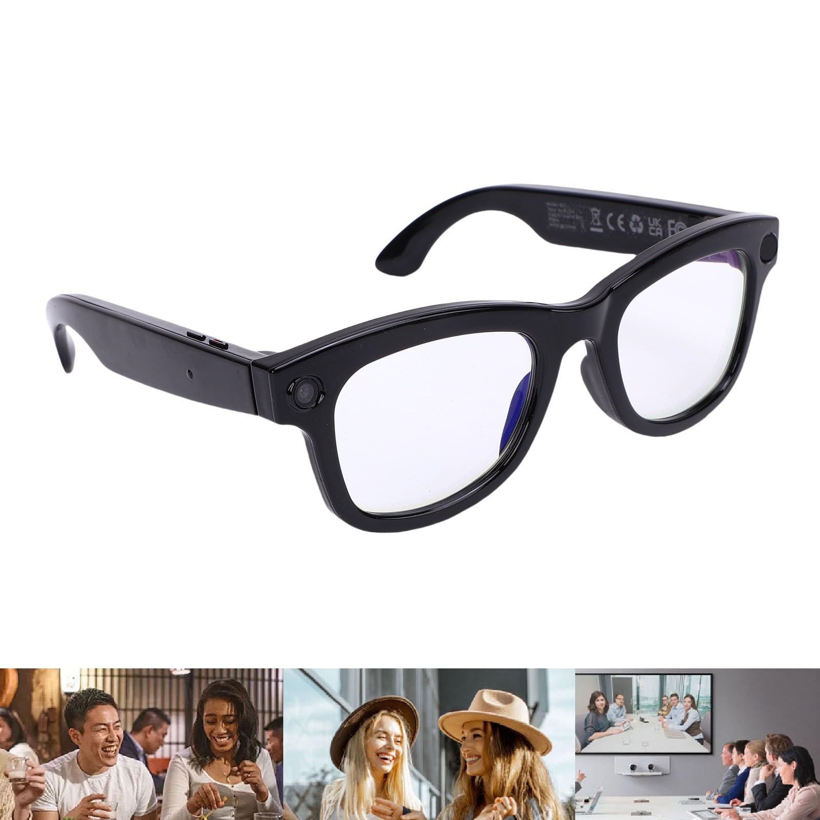 Tnfeeon Gafas Inteligentes con Cámara de 5MP Bluetooth Llama a la Traducción de IA, Grabación de Video WiFi 6 Manos Libres, 9.1 Oz de Diseño Liviano para Entusiastas de la Tecnología de