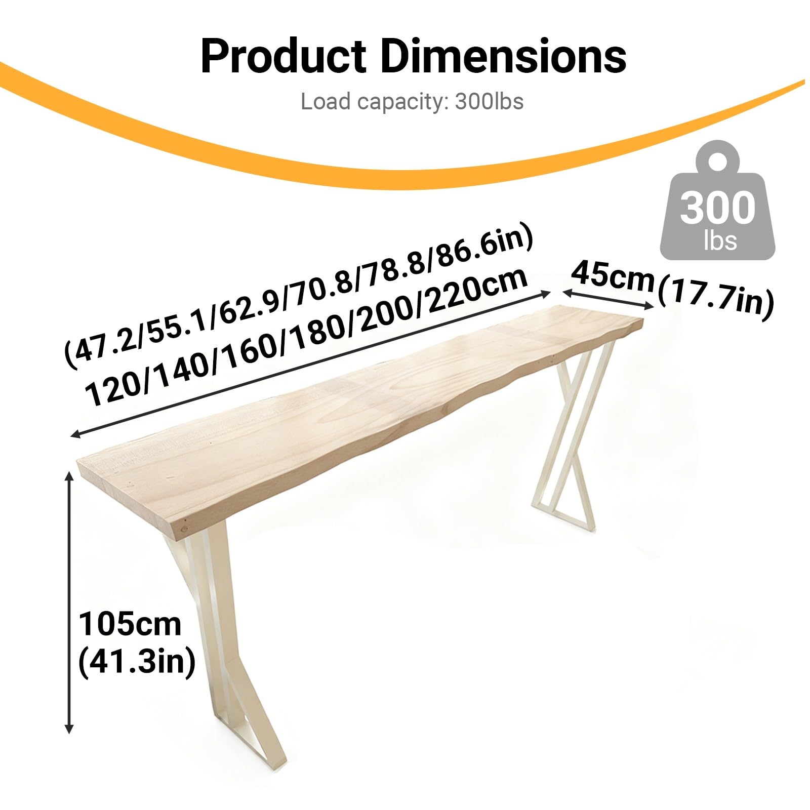Table de bar industrielle étroite de 140 cm – Table haute pour restaurants, bars et balcons – Design chic avec bords supérieurs, parfaite pour les petits espaces – Tabourets non inclus