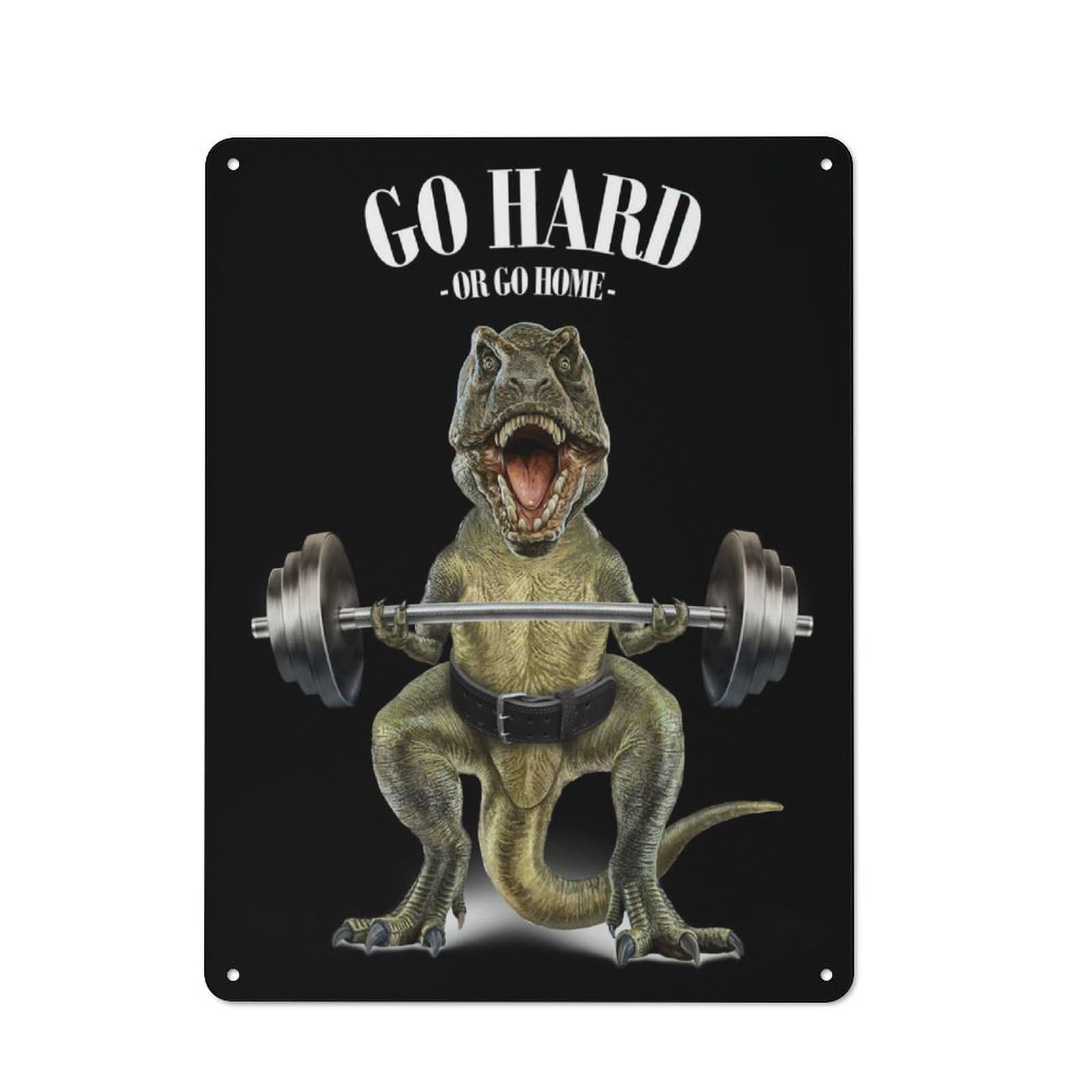 Junmoney Dinosaur Weightlifting Tin Sign 40X30cm With For Pub Or Café, Retro-Style Decor, Suited To Café Interior Fans