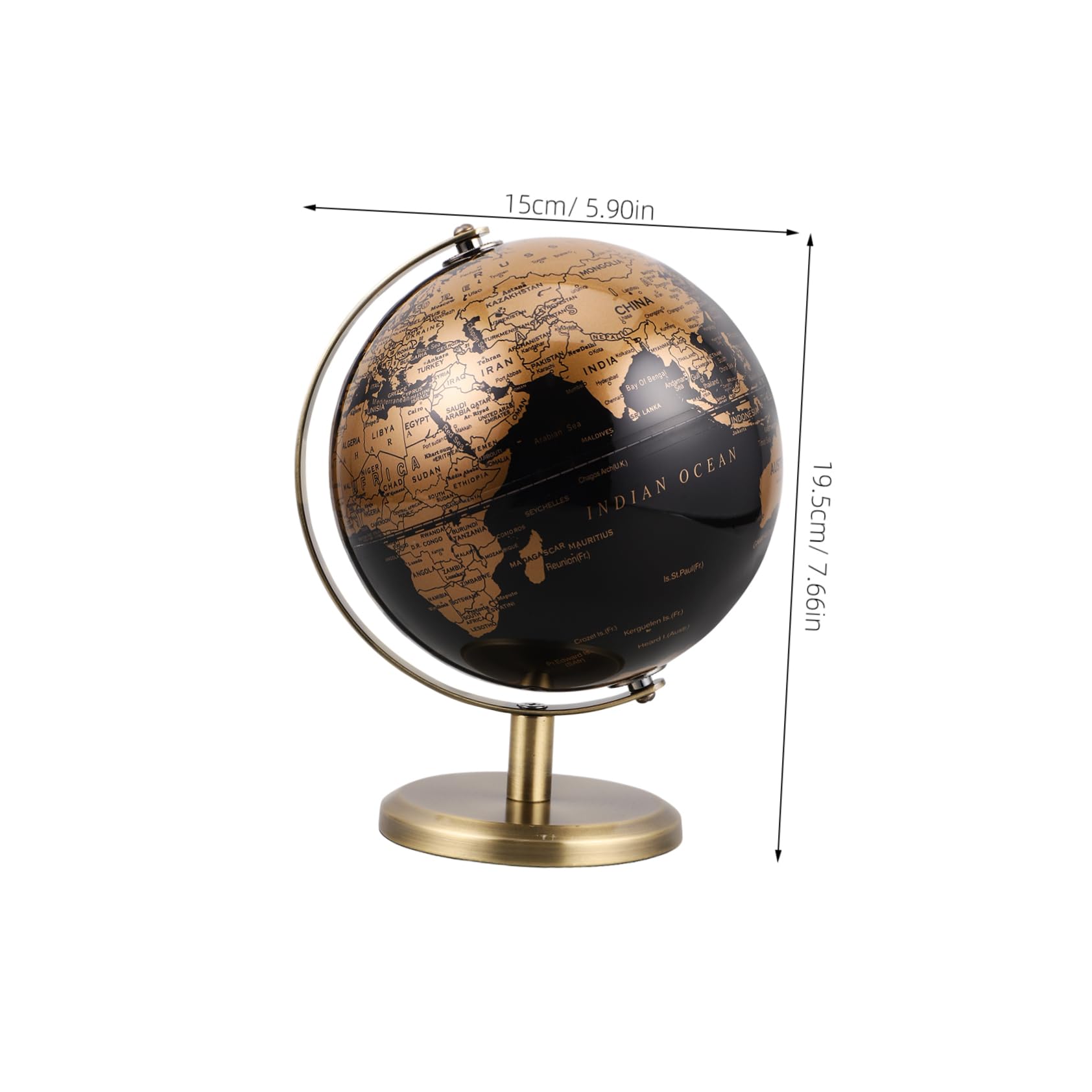 SUPVOX Mappamondo Antico da Scrivania Design Vintage in Metallo Oro, Ruotabile e Facile da Pulire, Elegante Ornamento per Arredamento Casa e Ufficio