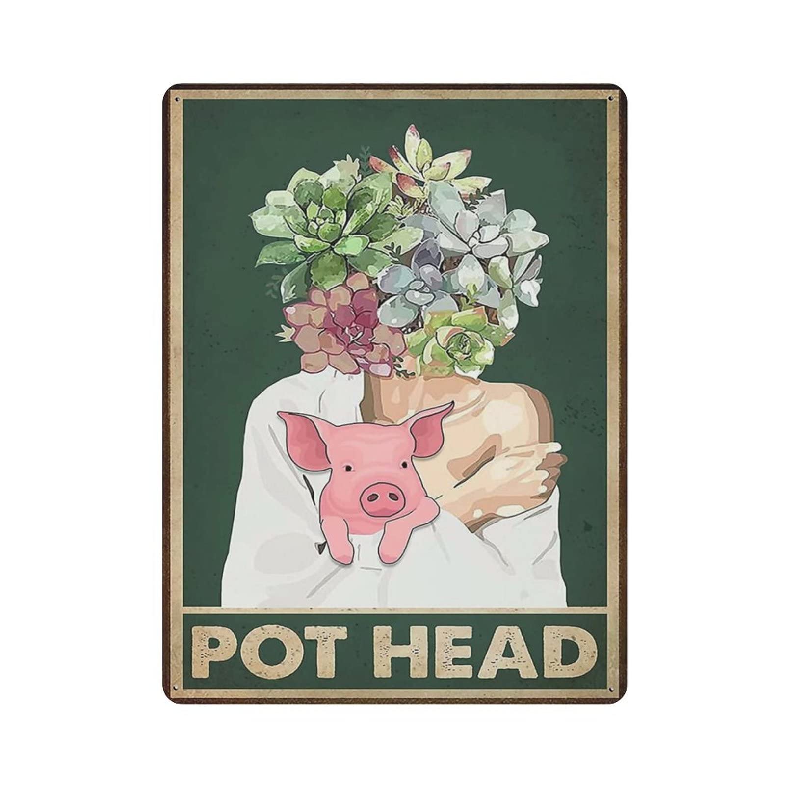 AOOEDM Cute Pig Metal Signs for Garage Man Cave Bar Kitchen Coffee Tin Sign Nostalgic Wall Decor Signs Vintage Retro Poster