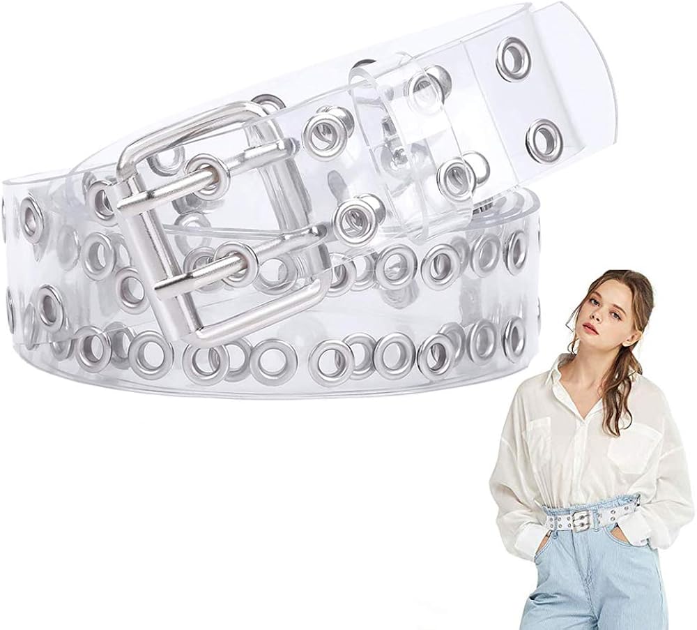Double Grommet Belt, Transparent Waist Belt, Transparent PVC Belt
