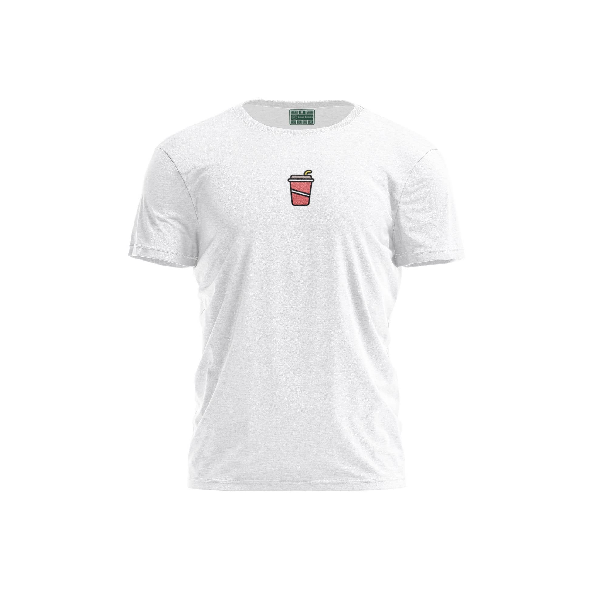 Bona Basics, Digitally Printed, Men's Basic T-Shirt,%100 Cotton, White, Casual, Men's Tops, Size: M