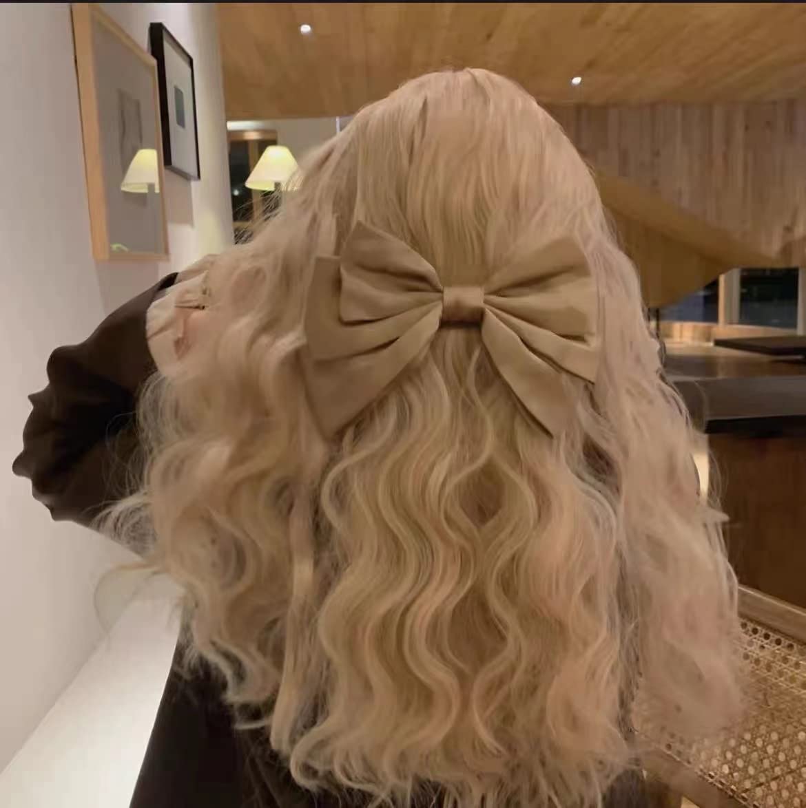 Large Hair Bow Clips for Women Girls Silky Satin Hair Barrettes with Long Ribbon Tail White Hair Bows Slides Wedding Hair Accessories for Women Girls: Short Tail - Khaki