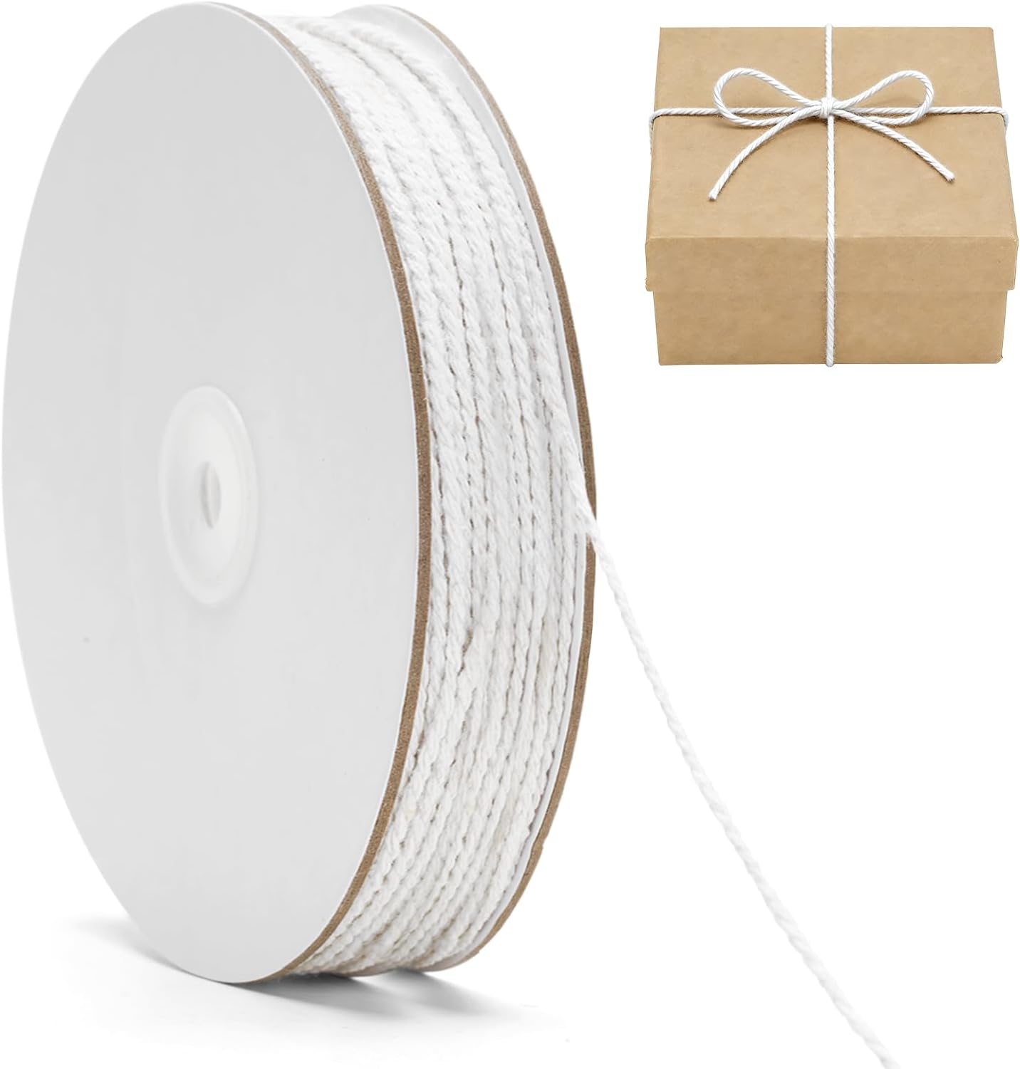 G2PLUS 2mm White Cotton String Twine, 100m Gift Wrapping String for DIY Crafting, Gardening, Decoration