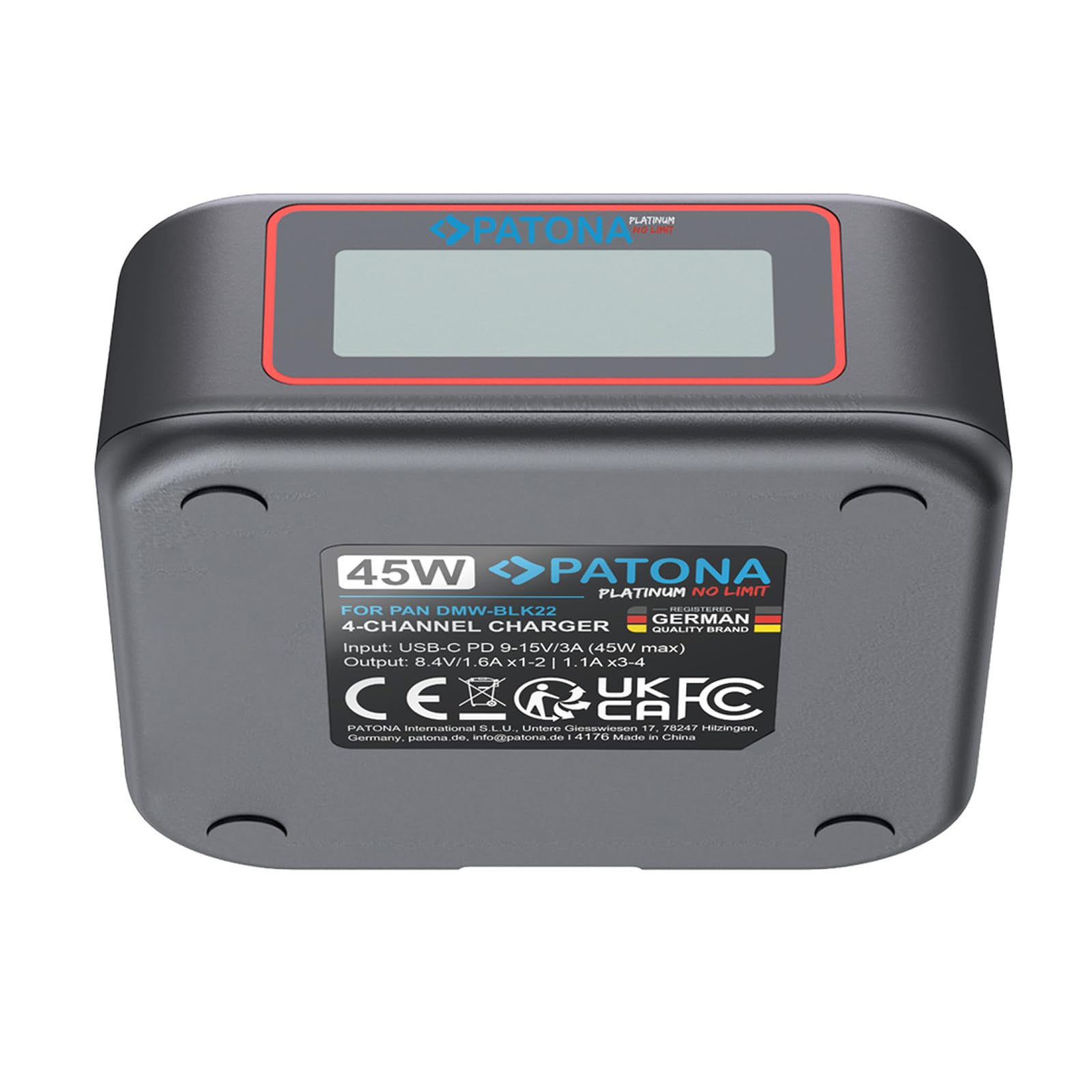 PATONA 4-Fach Ładowarka 45W USB-C PD/QC do Panasonic DMW-BLK22