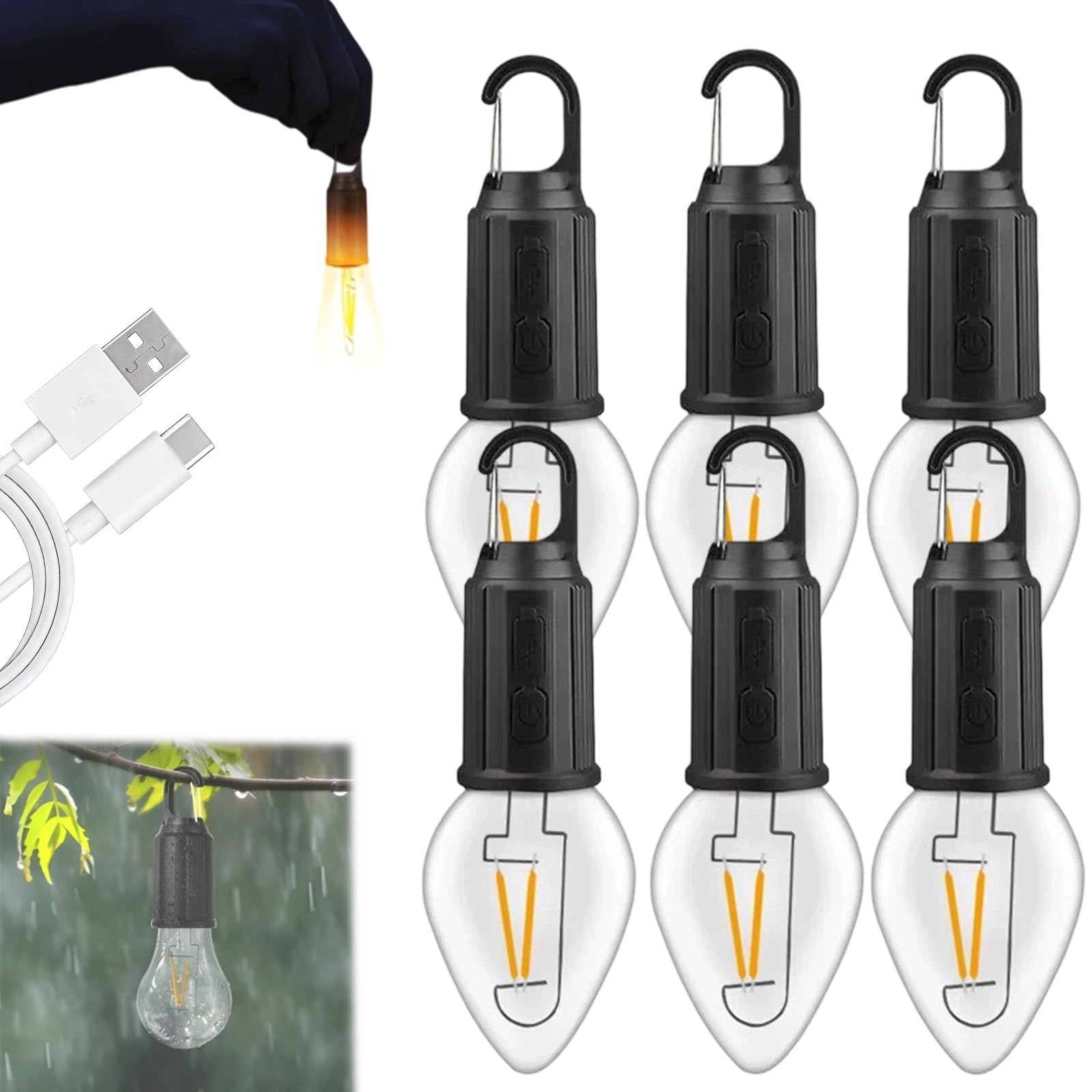Liocwocne Wireless Rechargeable Light Bulbs, 2026 New Rechargeable Light Bulb Outdoor, LED Camping Lamp with 4 Brightness Modes, IP65 Waterproof, Perfect for Home, Travel & Power Outages(I,Aufladung)