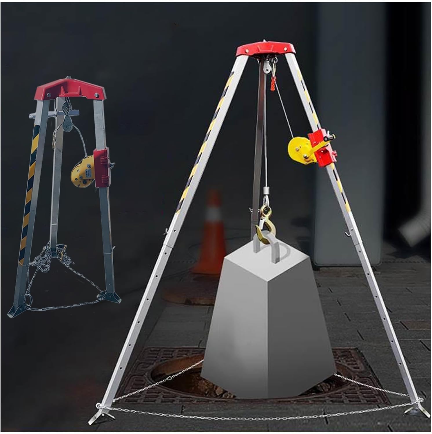 Adjustable Fall Protection Kit 25m Winch & Retractable Tripod for Confined Space Rescue 816.5kg Capacity Essential Safety Gear for Lifting & Protection