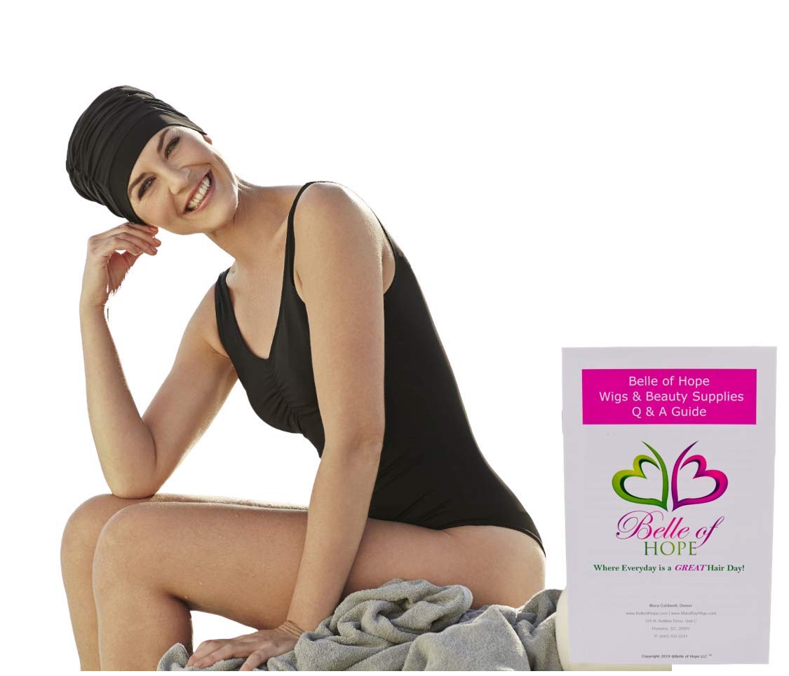 Image secondaire de Bonnet de Bain -Piscine, Spa, Plage- spécifique pour Perte de Cheveux féminine (Noir)