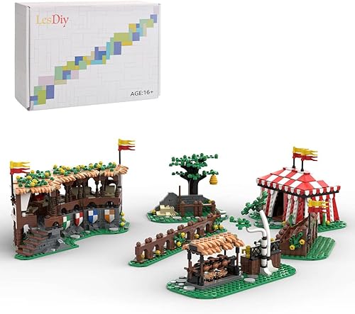 Topoo Kit de construcción de arena medieval, juego de bloques de construcción modulares de casa pirata de vista de calle, compatible con Lego