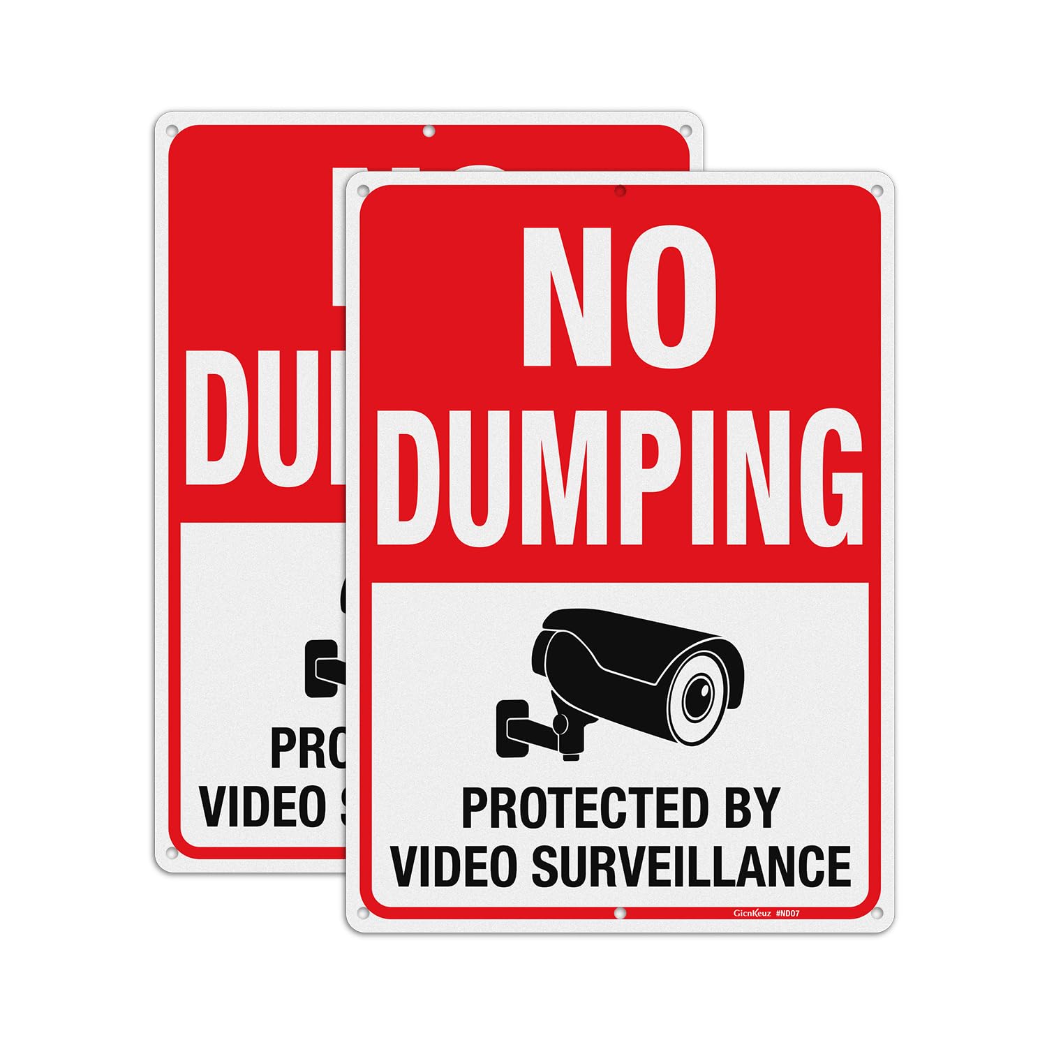 GicnKeuz No Dumping Signs Private Property, 10 x 7 Inches Video Surveillance Protected, Violators Will Be Prosecuted Signs, Reflective Aluminum, Fade Resistant, Easy to Mount (2-Pack) Style C - 2 Pack