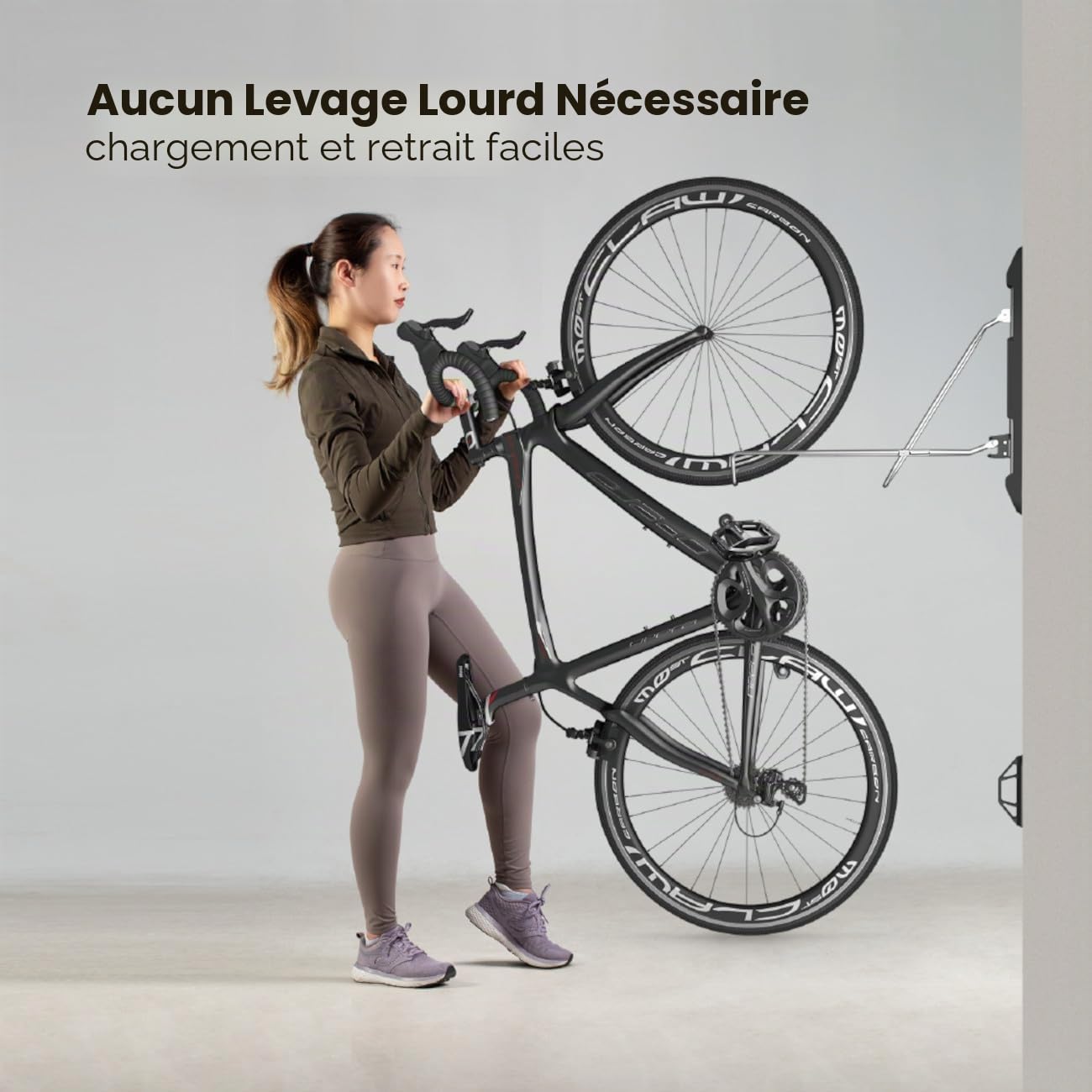 my wall HR11L Support mural pour vélo, peu encombrant, pivotant, pliable, jusqu'à 71 mm de largeur de pneu, capacité de charge de 35 kg