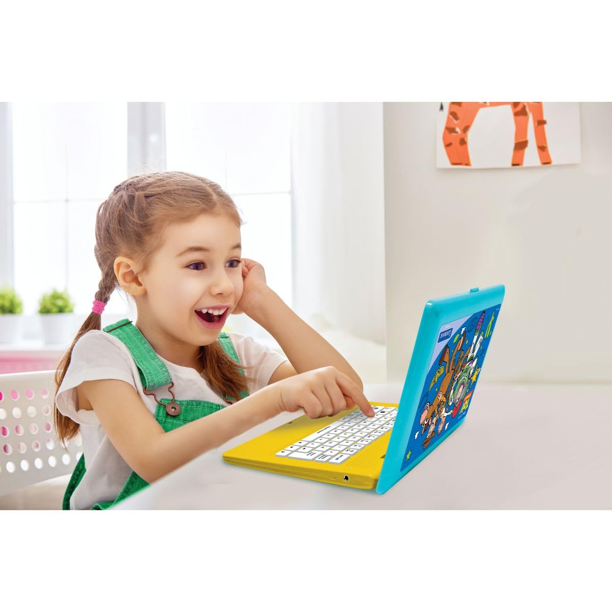 LEXIBOOK, Disney Toy Story, Laptop Educativo Bilingüe, 164 Actividades en Inglés y Español, Juegos de Aprendizaje, Práctica de Letras y Números, Azul y Amarillo, JC601TSi2