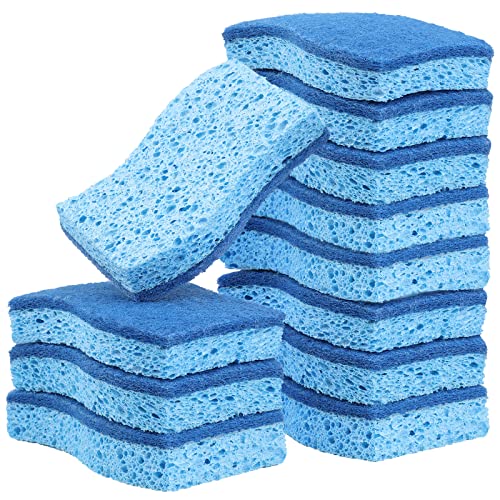 Éponge en Cellulose de Cuisine Anti-Rayures écologique, éponge écologique pour Lave-Vaisselle Double Face pour la Cuisine, Paquet de 12 (Bleu) Cover
