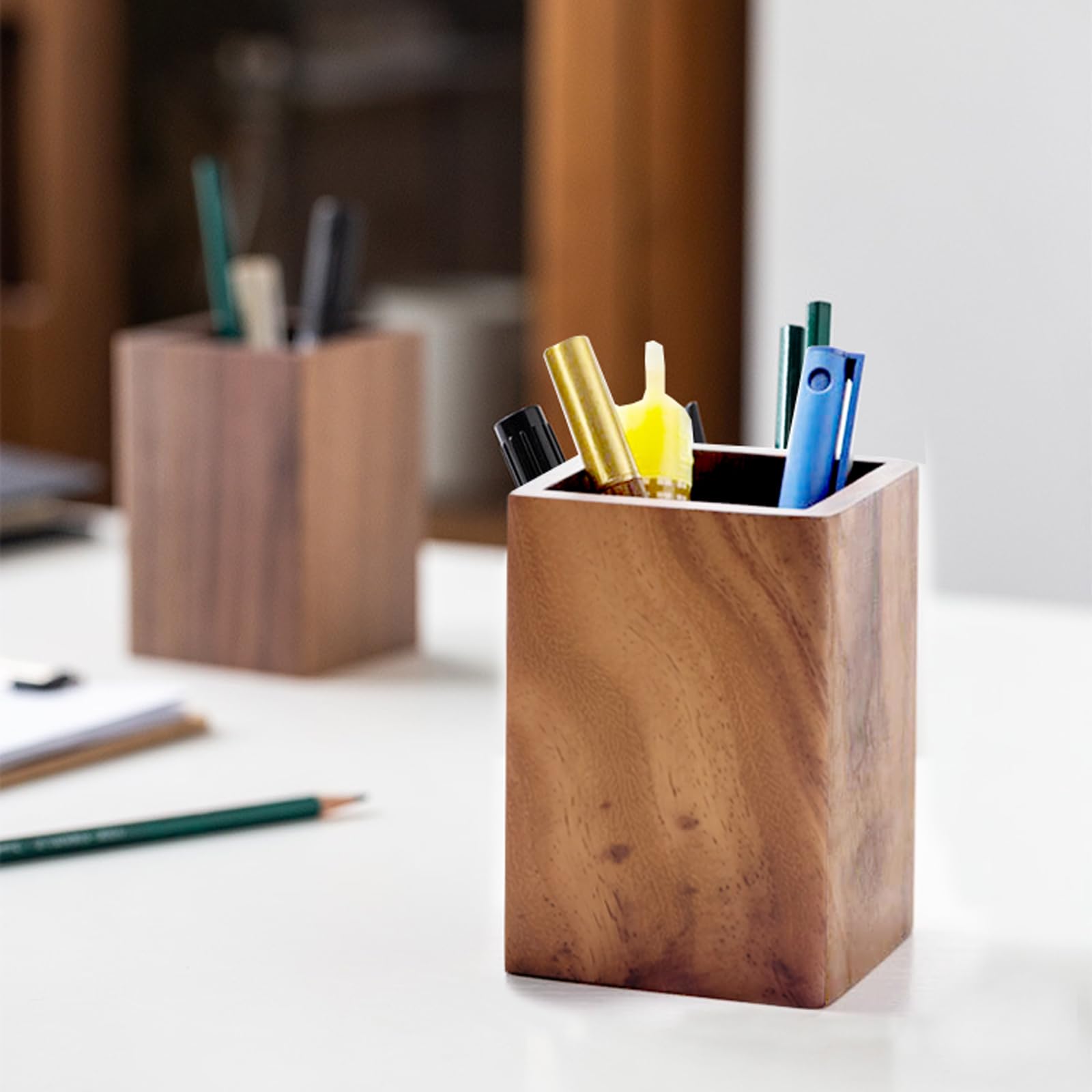 Eterspr Wooden Pencil Holder, Multifunctional Pencil Pot, Unique Pen Holder, Widely Used - Image 2