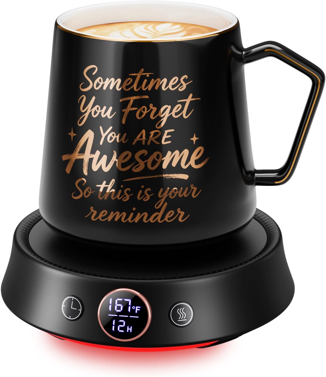 Coffee Mug Warmer & Mug Set, Electric Cup Warmer for Desk, 12H Timer