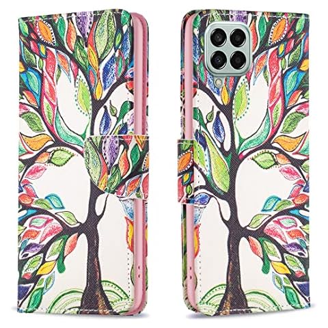Samsung A12 / M12 Case Shockproof Slim PU Leather Flip Pouch Wallet Phone Silicone Cover with Magnetic Stand Card Holder Slot Protective Smartphone Cases for Samsung Galaxy A12 / M12 The Tree of Life Cover