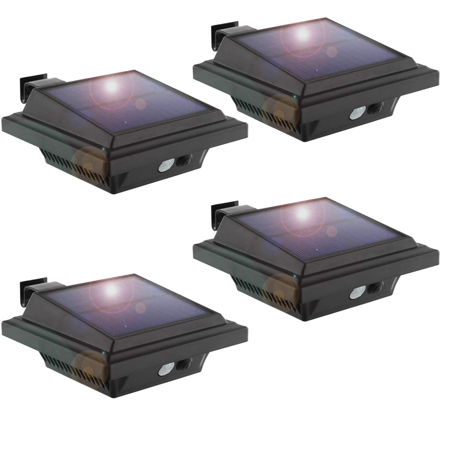 KEENZOSolar Lights Outdoor, 25 LED 500LM Motion Sensor Solar Lights for Garden Fence Gutter, IP65 Waterproof, Wireless Decorative Solar Powered Wall Security Light (Cold White Light, 4 Packs)