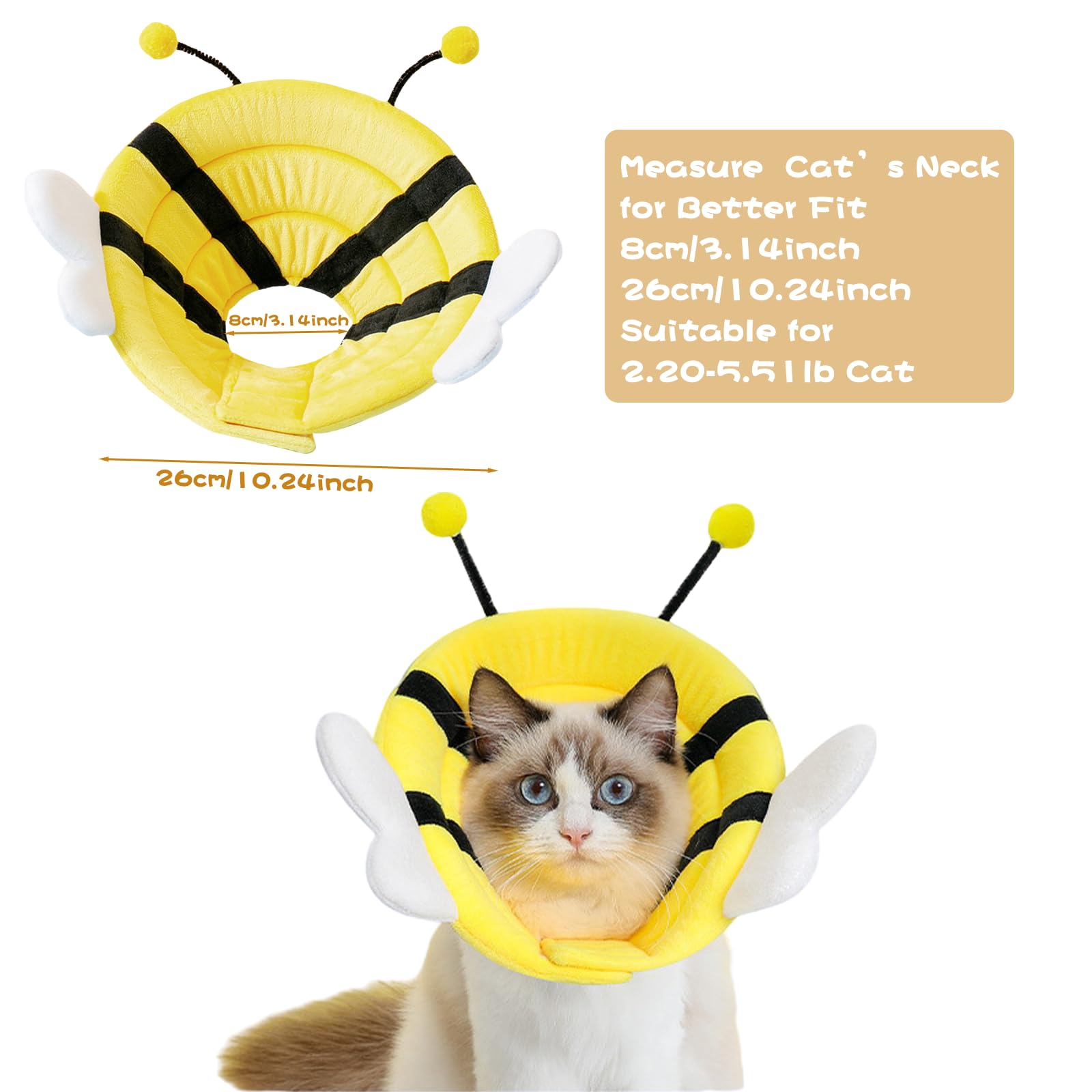 Acpetdr Cat Cone Collar Soft Adjustable Pet Recovery Collar for Cats and Small Dogs, Anti-Lick Elizabethan Cone for Post-Surgery Comfort After Surgery and Injuries for Puppies (Yellow, S) - Image 2