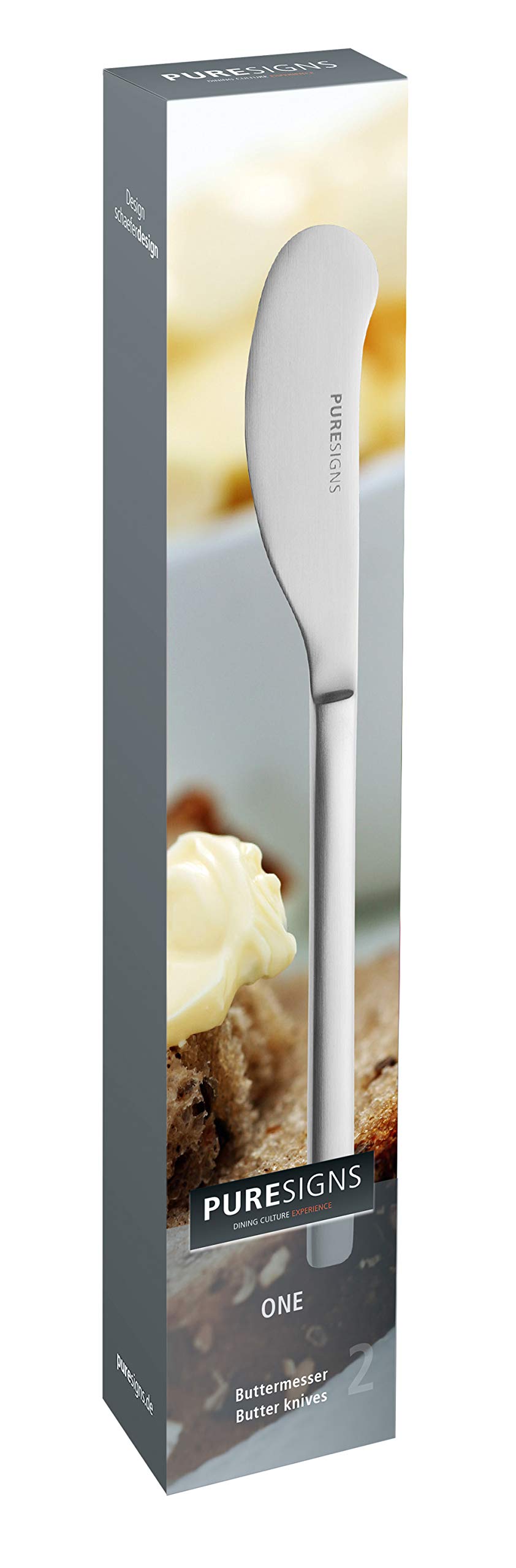 Puresigns One Extra - Cuchillo para mantequilla (2 unidades, plata mate)