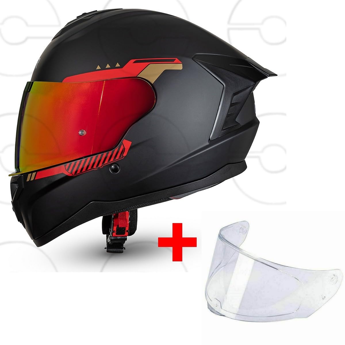 CRUIZER Casco Integrale moto Omologato visiera singola Trasparente + specchiata ROSSO