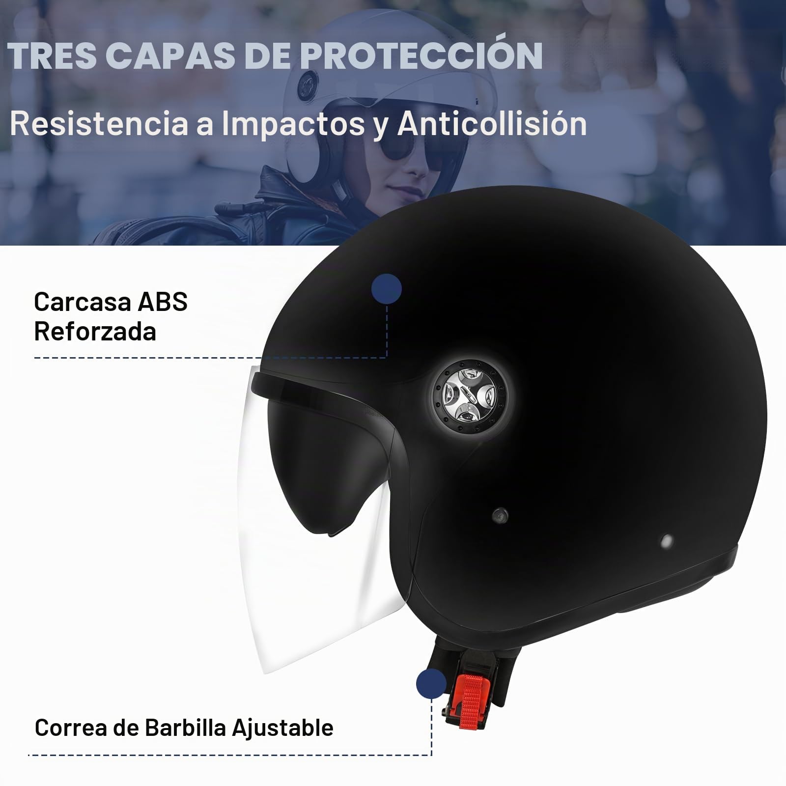 Favoto Casco de Moto Jet para Hombre - con Doble Visor y Visera Solar Casco 3/4 para Scooter Aprobado por ECE 22.06 Transpirable para Hombre y Mujer Talla