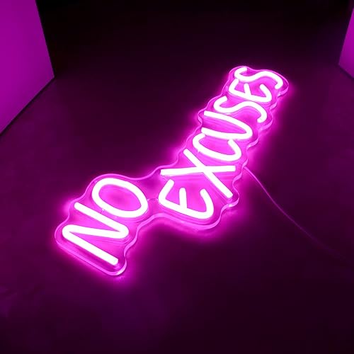 Miniatura 3 de Letrero de neón rosa con texto en inglés "No Excuss", luz LED inspiradora, motivacional, regulable, decoración de pared, accesorios de gimnasio,
