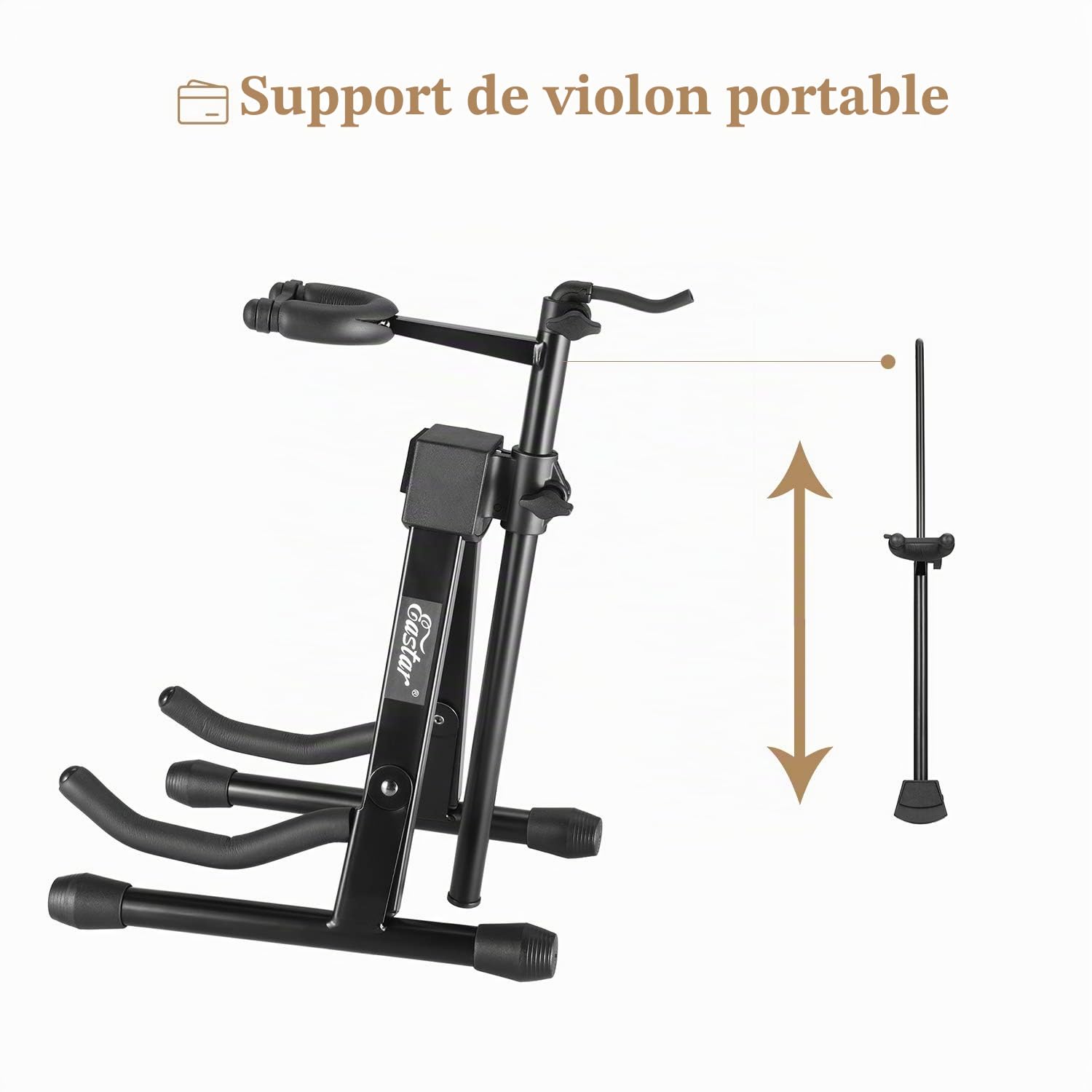 Eastar Support de violon avec support d'archet portable, support de violon antidérapant réglable en forme de A pour guitare/violon/alto/ukulélé/mandoline, facile à monter et à démonter