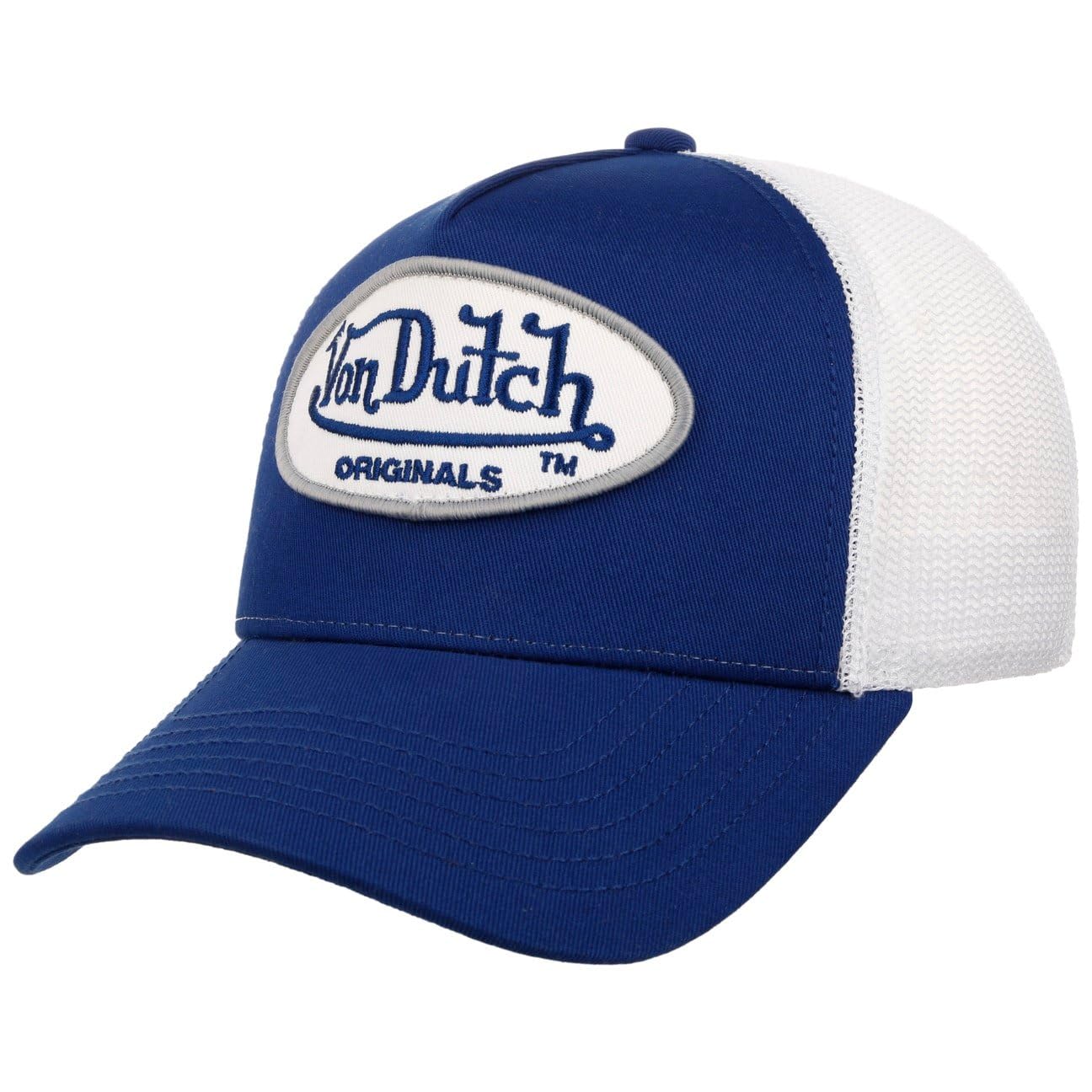 Von Dutch Boston Oval Patch Trucker CapDutch Baseball Cap (One Size - Blue-White)