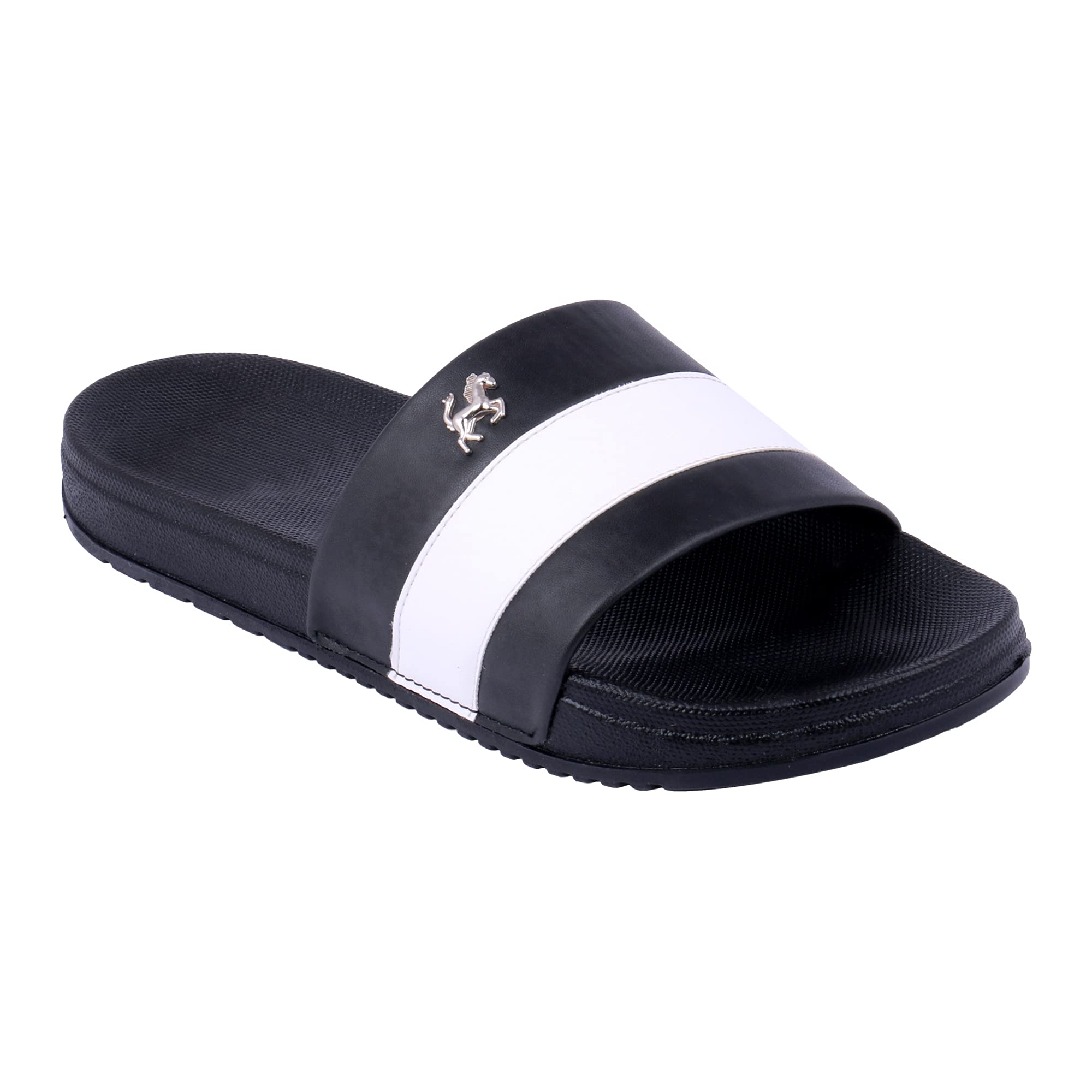 PERY-PAO Mens Stylish Sliders Black, Grey, Sky Blue, White Boys Slippers