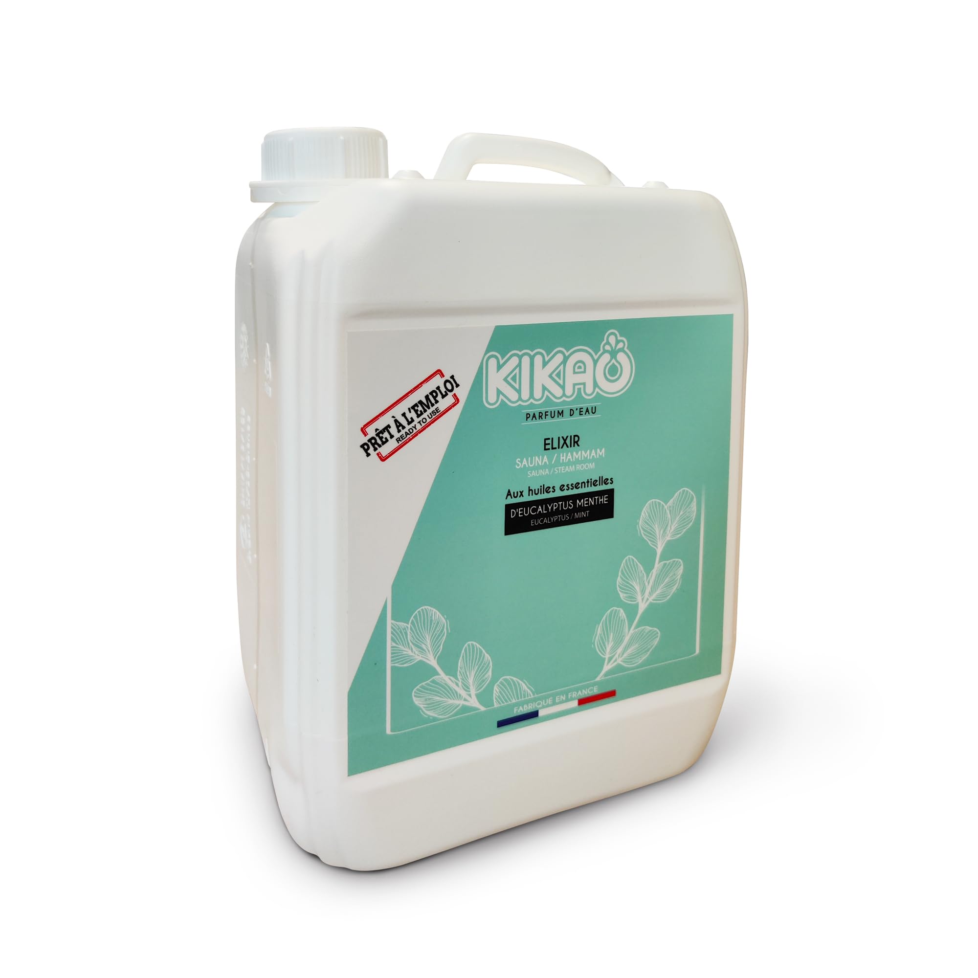 KIKAO - Élixir Eucalyptus & Menthe pour Hammam et Sauna - Bidon Format Professionnel - Aux Huiles Essentielles d'eucalyptus- Parfum Relaxation, Aromathérapie, Bien-Être - 5kg Prêt à l'Emploi