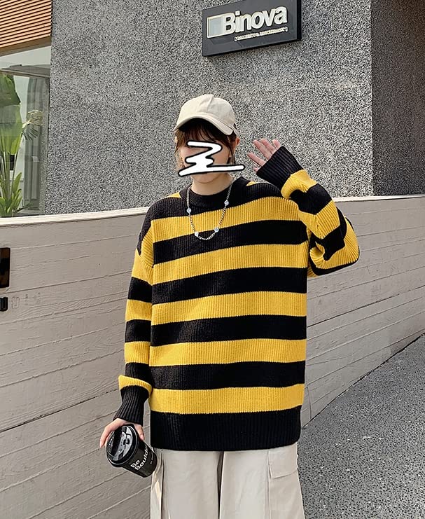 Image of Unisex Striped Sweater Gothic Pullovers Oversized Knitted Jumpers Alt Emo Sweatshirts Harajuku Streetwear Grunge Clothes