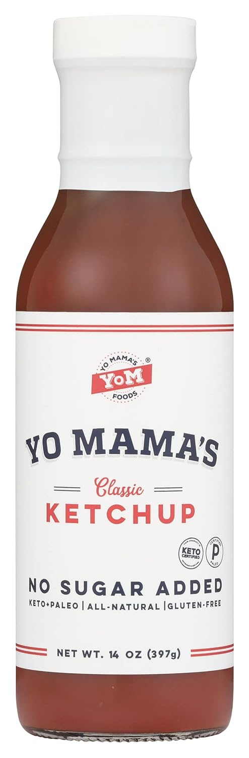 Yo Mama's Foods Classic Ketchup, Keto, No Added Sugar, 14 Ounces (Pack Of 6)