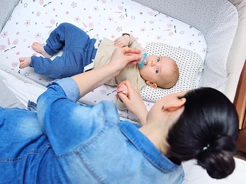 Miniatura 3 de Paquete de 4 sábanas suaves para bebé niña N Play para colchón de cuna, diseño de corazón de arco iris, lindo poliéster neutro, unisex, juego de