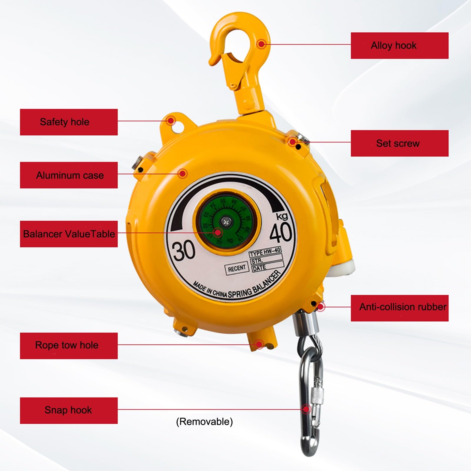Bilanciatore A Molla Retrattile - Supporto Per Utensili Con Gancio Di Sicurezza - Foto 3