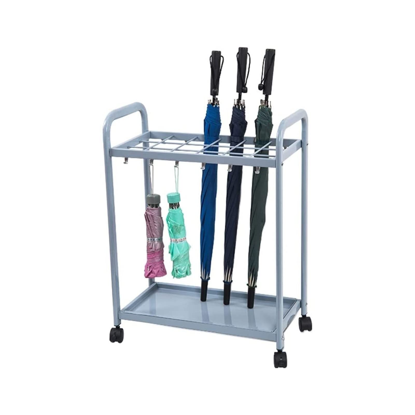 Porte-parapluies en métal avec plateau mobile pour sol sec