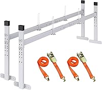 JY PERFORMANCE Universal Trailer Ladder Rack, Adjustable 5.77-8.65 ft Wide, 400 LBS Capacity with Stopper, Heavy-Duty Steel for Enclosed/Open Trailers