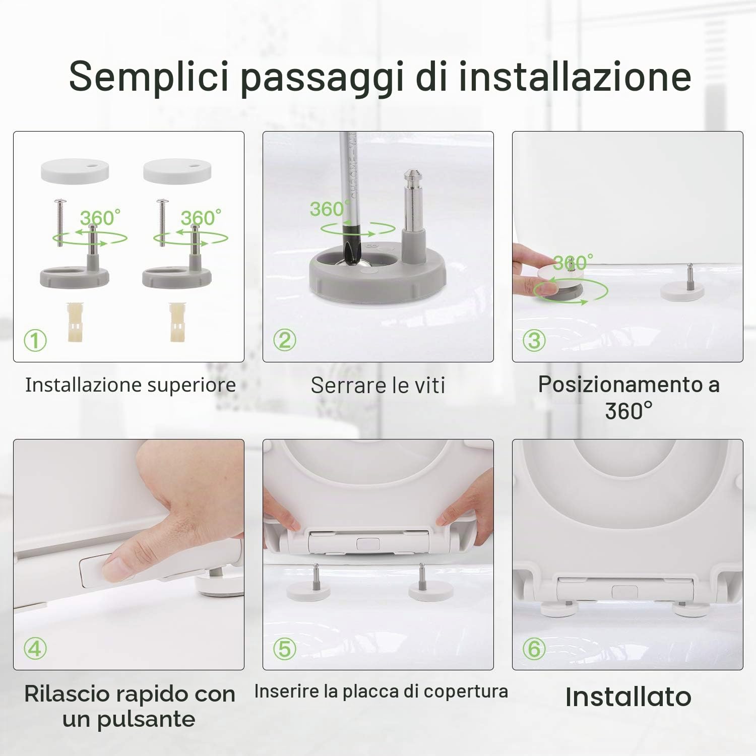 HIMIMI Sedile WC con seggiolino per bambini magnetico, freno anticaduta e cerniera regolabile, sedile WC in polietilene per adulti e bambini (447 x 371 x 55 mm), forma a U, bianco