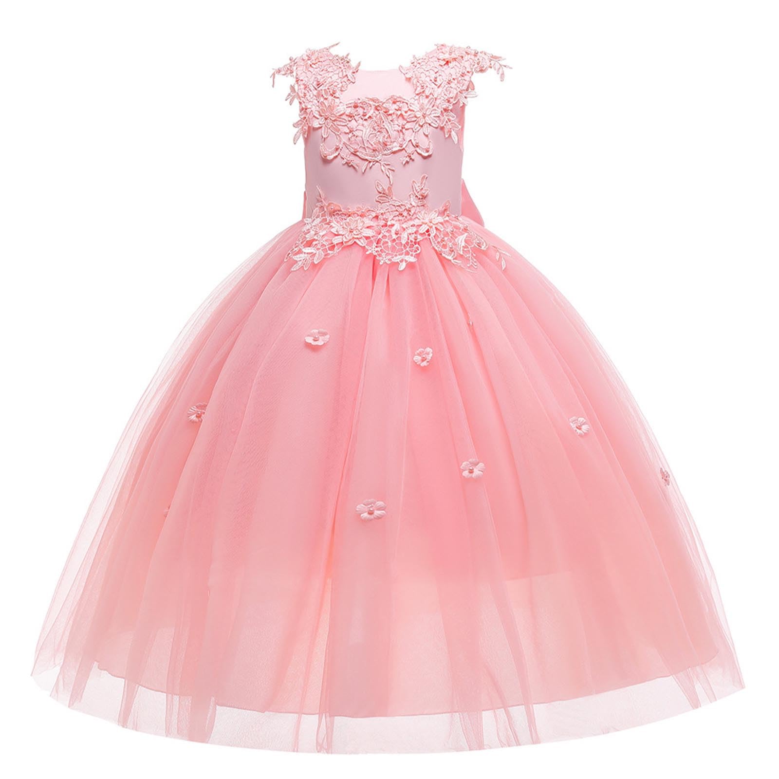 Vestido de Elegante para Niñas Vestido Fiesta Niña de Gasa Sin Manga Vestidos Ceremonia de Plisada con Encaje Color Sólido Exquisito Vestidos de Graduación Cumpleaños Partido 4-16 Años