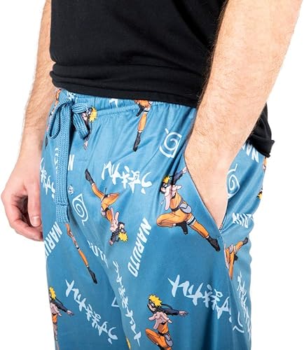 Miniatura 3 de Bioworld Naruto Shippuden Anime Cartoon Mens Blue All Over Print Sleep Pantalones de pijama