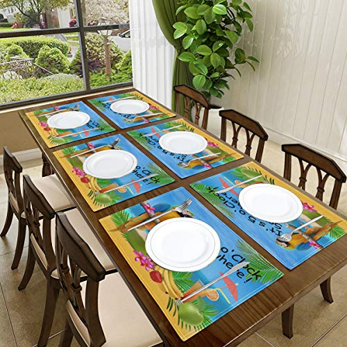 Oarencol G49369101P397C432S814 Summer Parrot Pineapple Placemat Table Mats Set Of 6 thumb #5